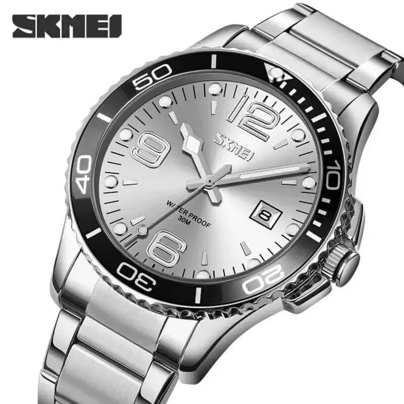 Silver Mens Business Stainless Steel Date Display Watch