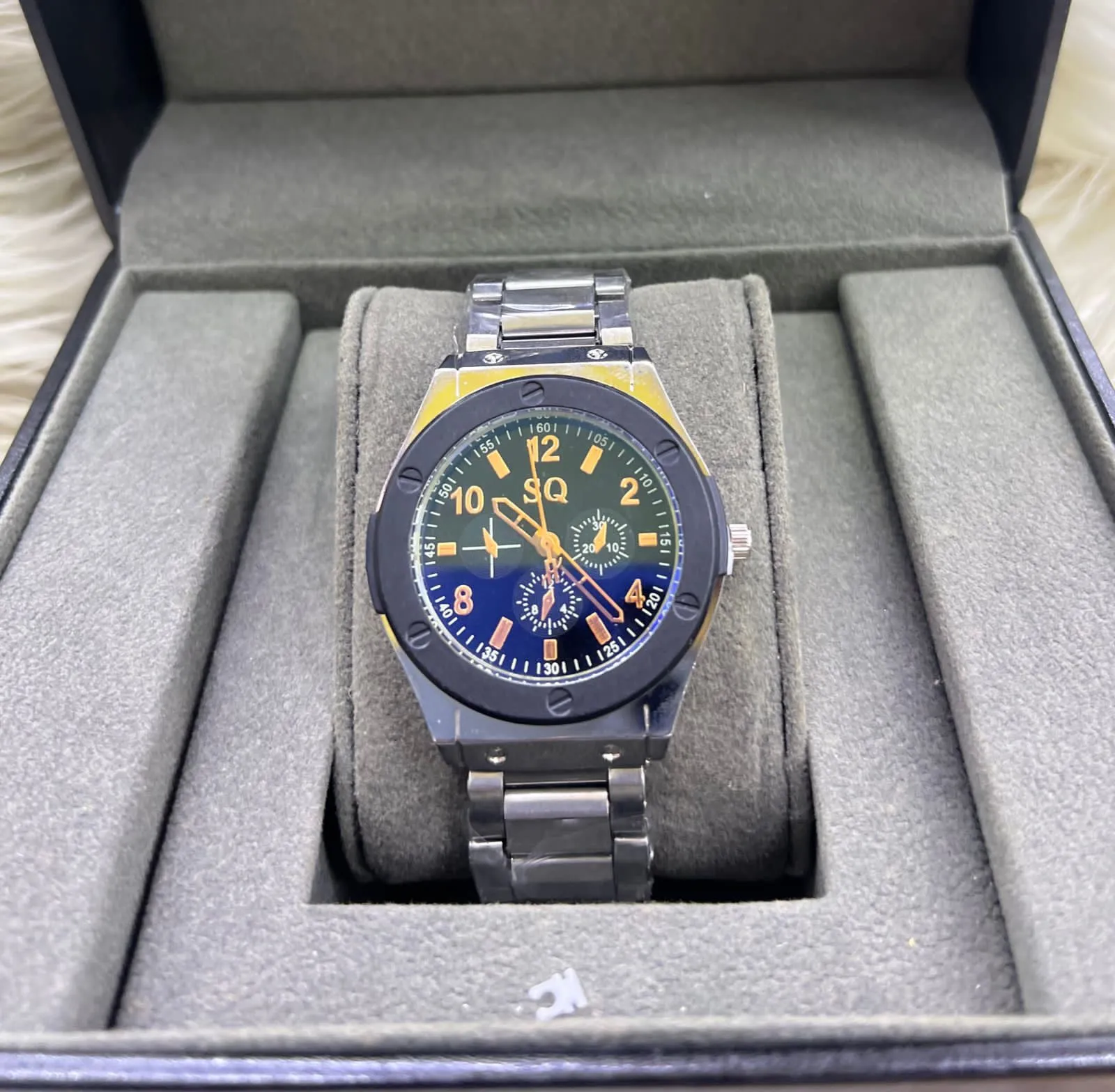 Silver New Mens Casual Black/Silver Watches