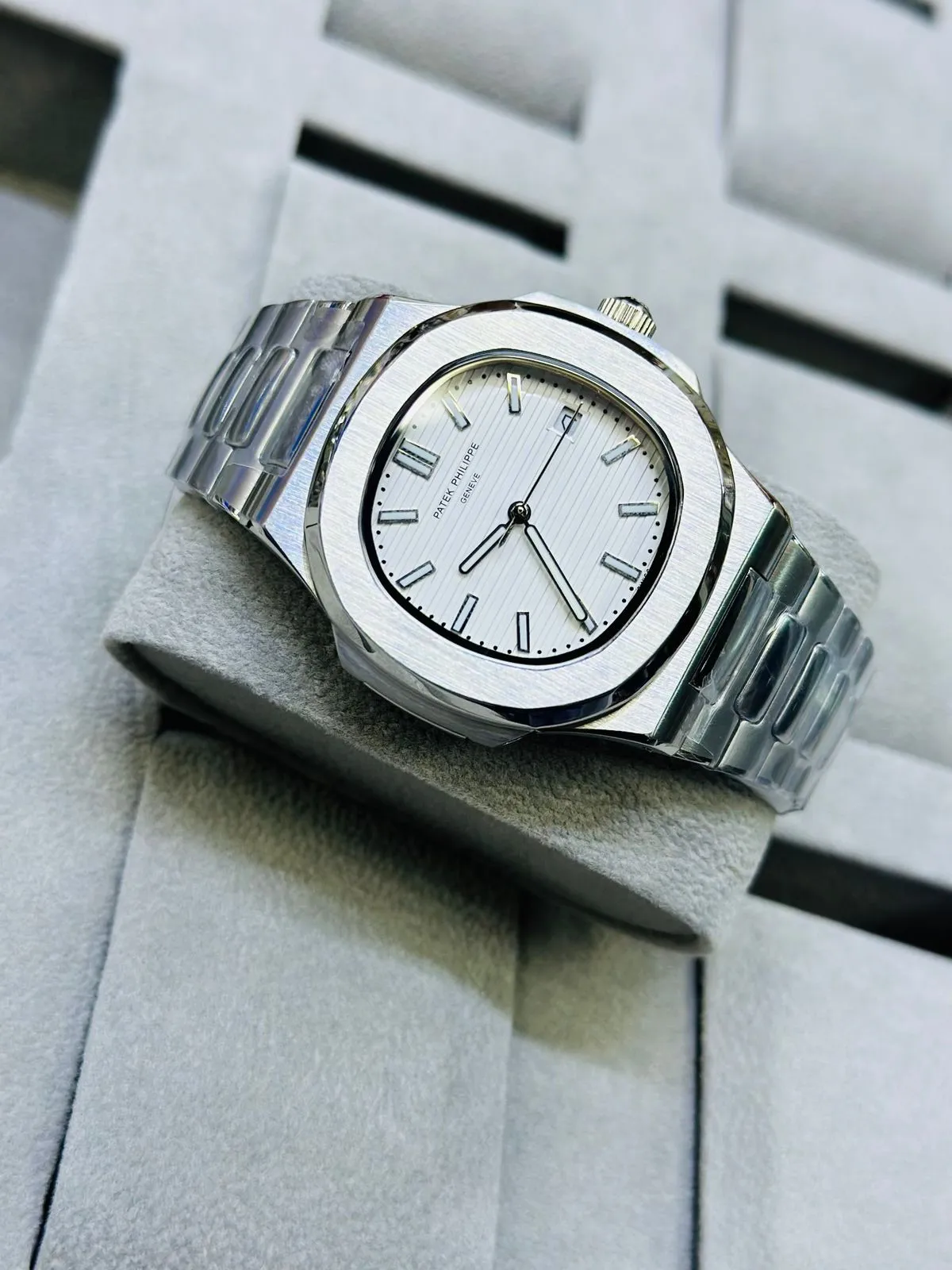 silver New Patek Philippe Automatic Mens Fashion Watch