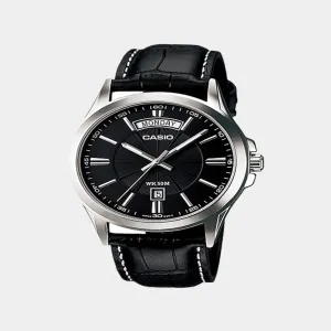 Black Mens Casual Black Brown Strap Color Wristwatch