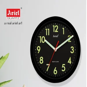 Black New Ariel Night Glow Wall Clock