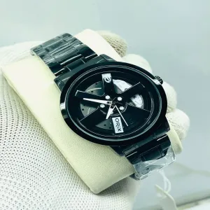 BLACK New Wheel Watch Men  Boys Fashion Casual Business Wris