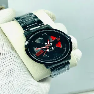 Black New Wheel Watch Men  Boys Fashion Casual Business Wris