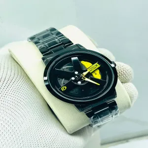 black New Wheel Watch Men  Boys Fashion Casual Business Wris