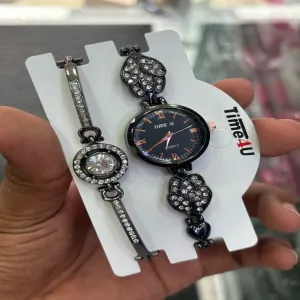 Black New Womens Casual Silver/Black/Rose Gold Watch