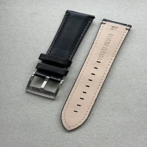 Black Smart Watch 24mm Quick Release Lather  Blue / Black /