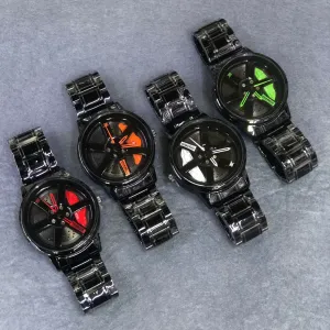 BLACK STRAP GREEN FACE New Mens Boys Casual Design Spinning