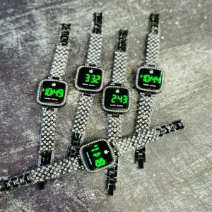Black Womens Casual Led Silver Rose Gold Black Watch