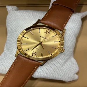 Brown New Mens Boys Casual Fashion Lather Citizan Watch