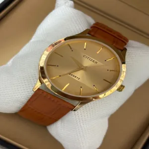 Brown New Mens Boys Casual Lather Citizan Watch
