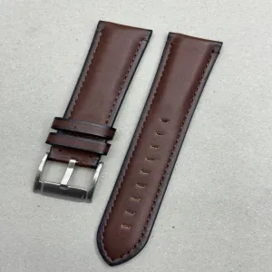 Dark Brown Smart Watch 24mm Quick Release Lather  Blue / Bla