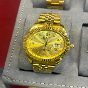 Gold Mens And Boys Casual Gold Rolex Watch