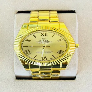 Gold New Mens And Boys Casual Two Tone/ Gold Rolex Watch