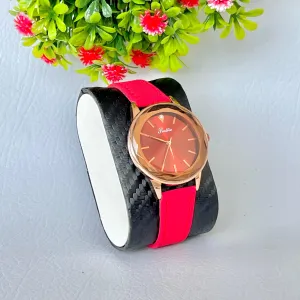 Red New Womens Casual Red/Black Strap Wrist Watches
