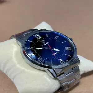 Silver Fashion Watch for Mens Luxury Business Quartz Wristwa