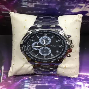Silver Men Gents Silver Wrist Watch