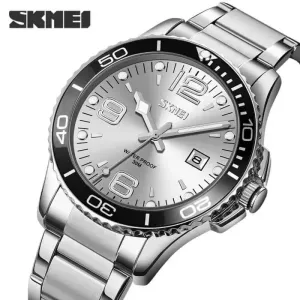 Silver Mens Business Stainless Steel Date Display Watch