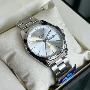 Silver Mens Casual Fashion Silver Day And Date Citizen Wris