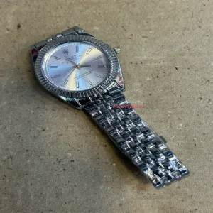 SILVER Mens Casual Rolex Brand Watch (06 Months Battery War