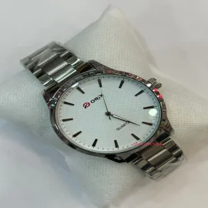 Silver New Mens Casual White Face Casual Watch