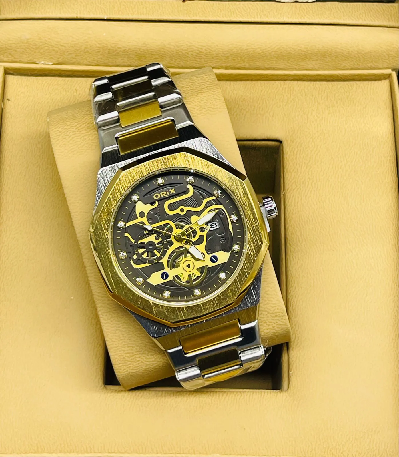 Two Tone Men Casual Twotone Wrist Watch