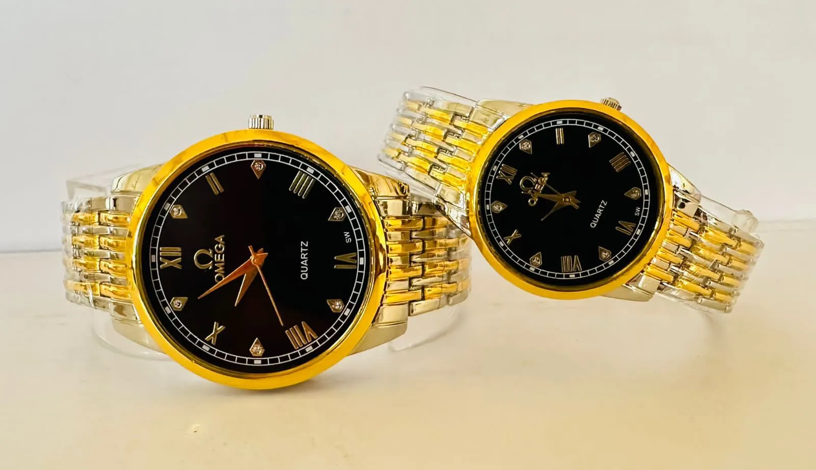 TWO TONE Mens Women Casual couple watch