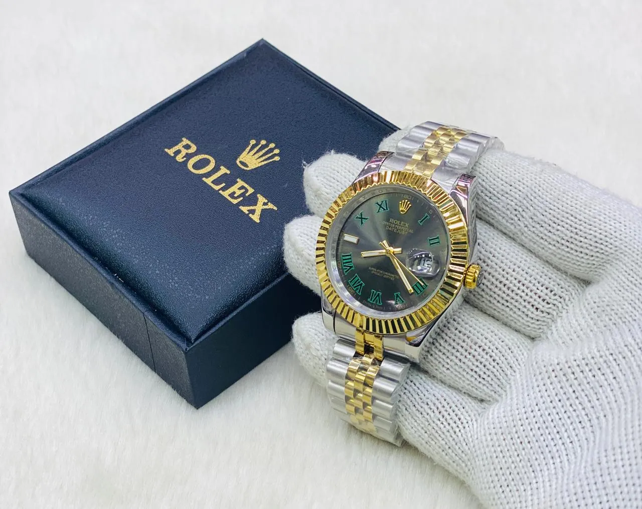 Two Tone New Mens Fashion Two Tone/Silver/Gold Rolex Watch