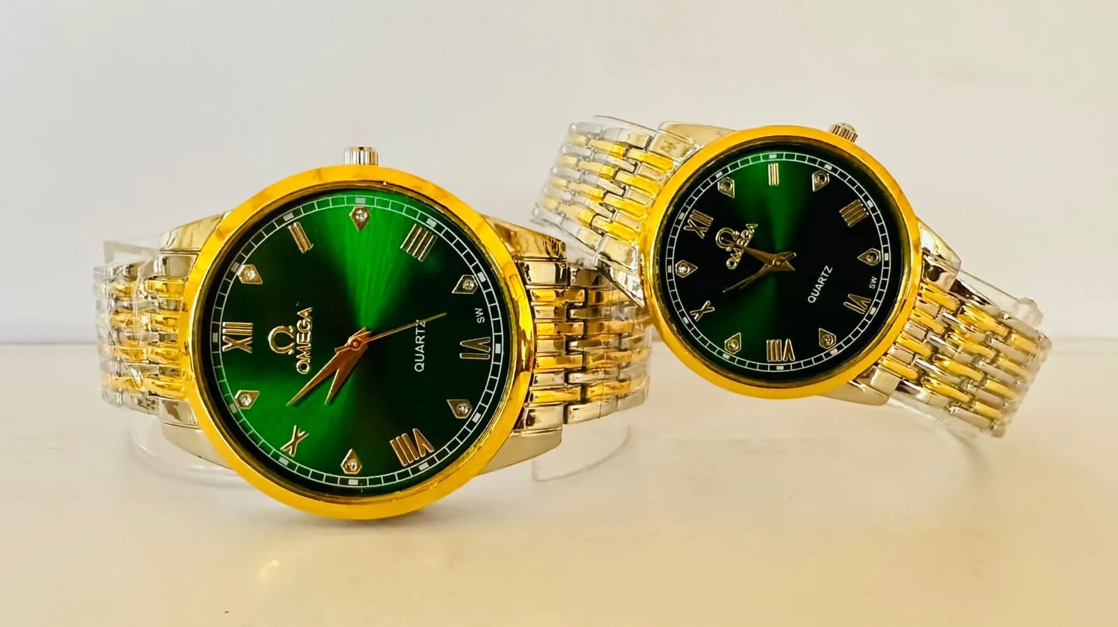 twotone Mens Women Casual couple watch