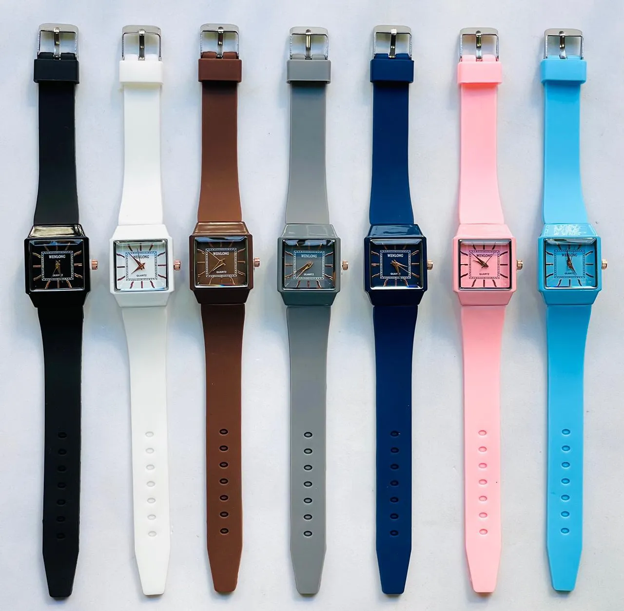 White NEW LADIES LUXURY RUBBER STRAP SQUARE WATCHES