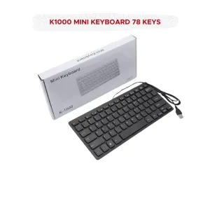 Black K1000 78 Keys Chocolate Slim Wired Usb Keyboard For La