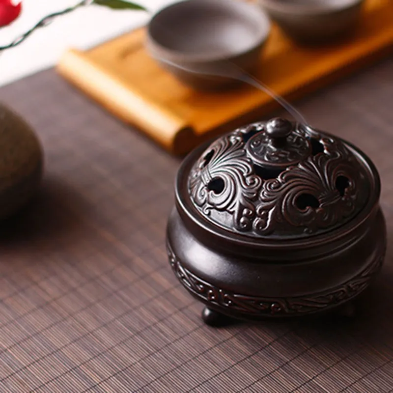 Royal Ceramic Hand Carved Coil Incense Burner Retro Home Dec