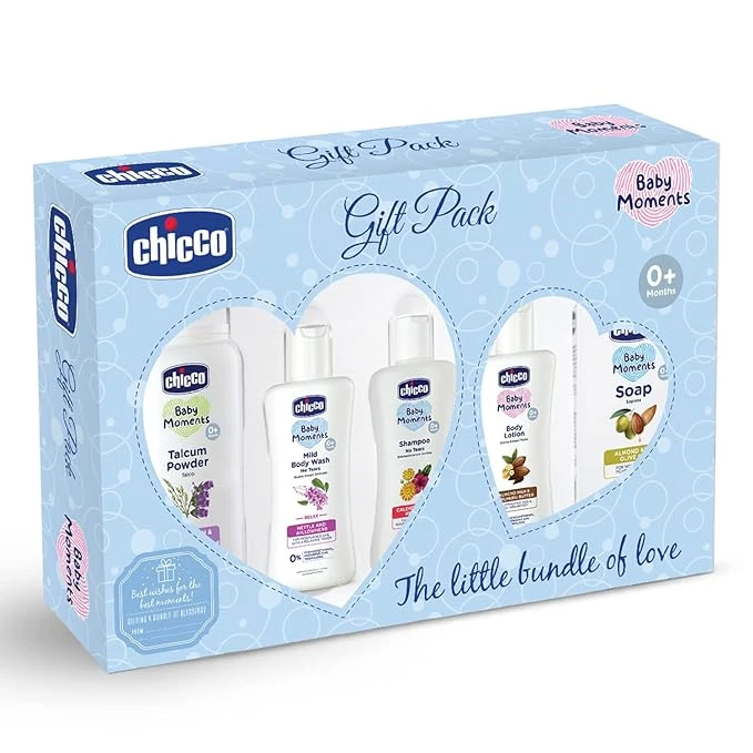 Chicco Baby Gift Pack (Blue) with Pack of 5 Pcs