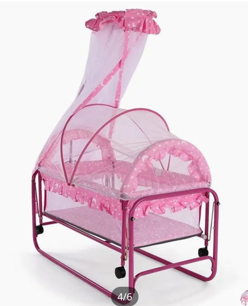 Kids Baby Toddler Steel Swing Cot (Pink)