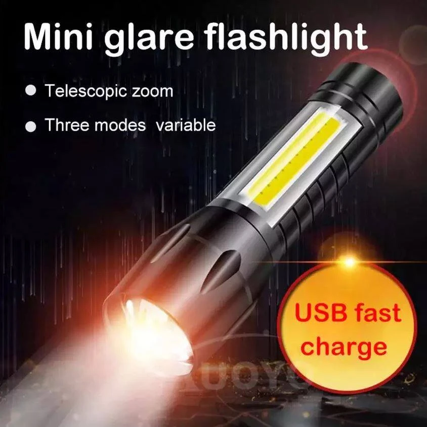 Mini USB Rechargeable COB LED Portable Flashlight - image 3