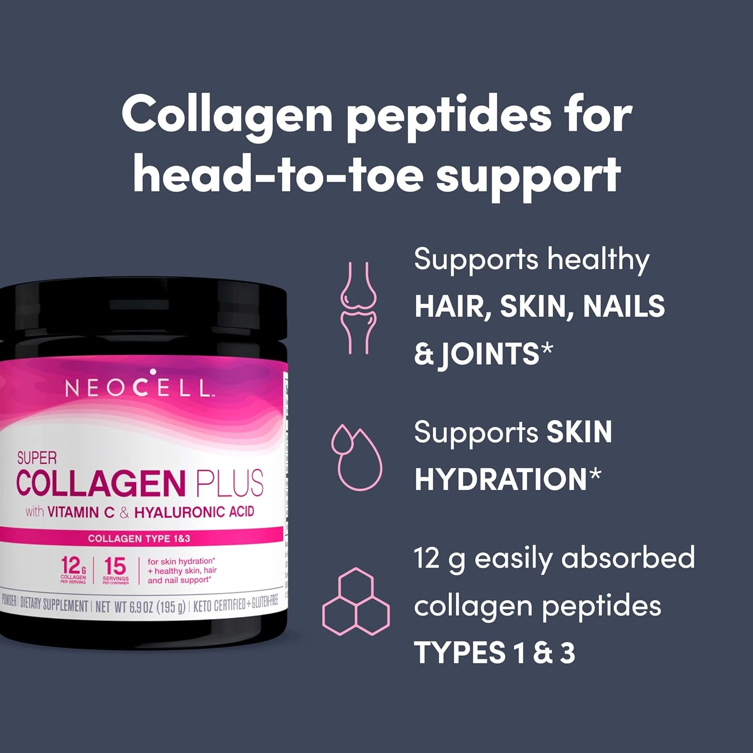 NeoCell Super Collagen Plus 195g Powder Skin Hair Nails - image 5