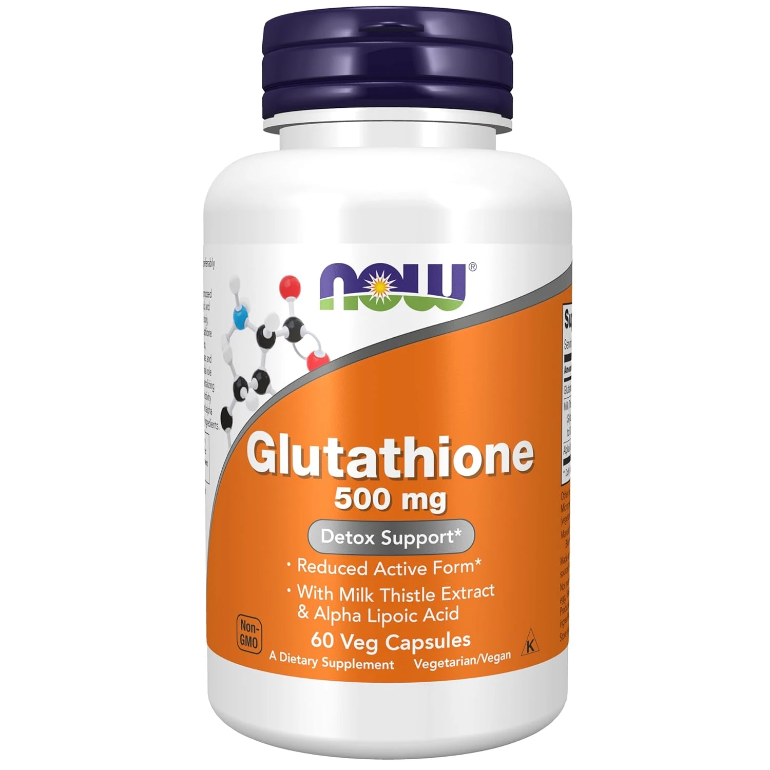 NOW Supplements Glutathione 500mg 60 Veg Capsules - image 3
