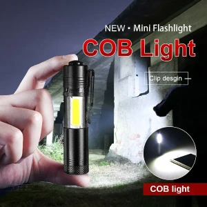 Mini USB Rechargeable COB LED Portable Flashlight