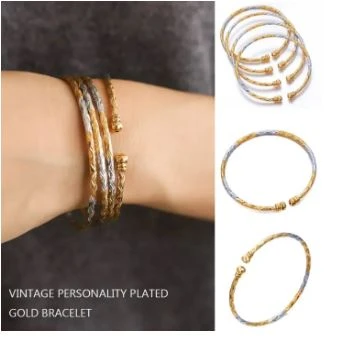 Generic Adjustable Gold and Silver Plated Plain Bracelet - image 2