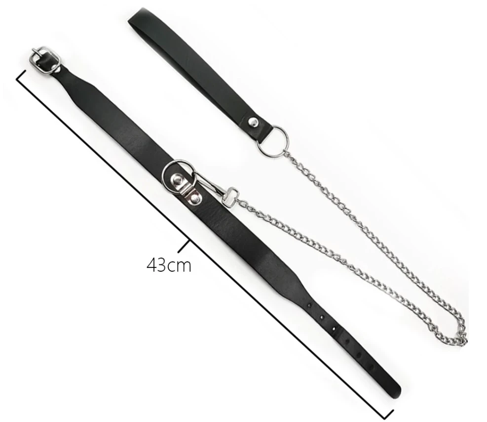 Generic Bondage Sexy Chain Collar Leather Neck Harness - image 2