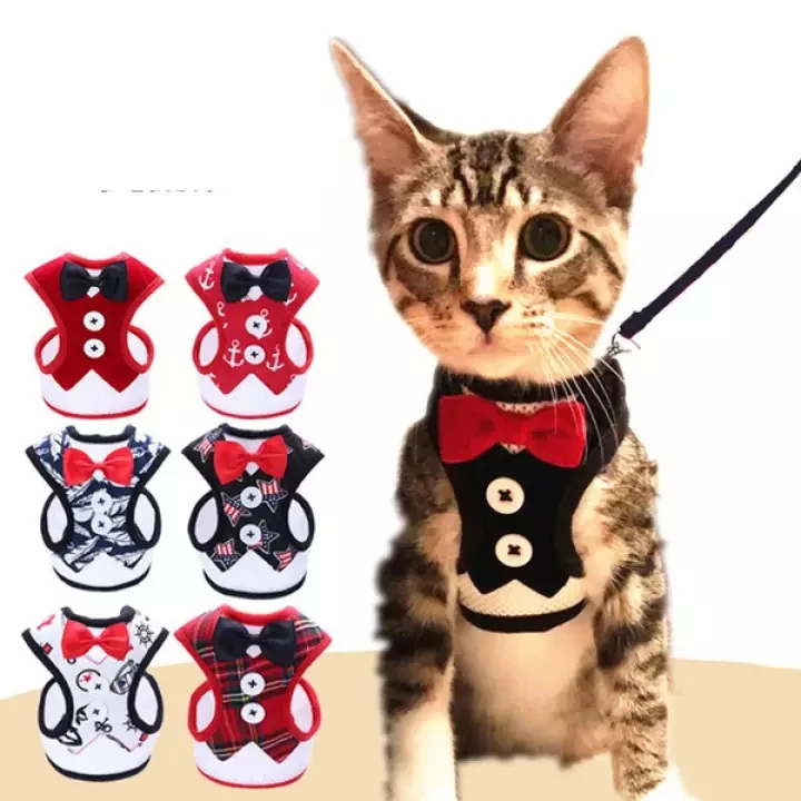 Generic Bow Tie Tuxedo Cat Vest Harness & Leash - image 1
