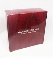 Genuine Teak Wood Coaster Set Handmade 6 Pcs - image 1