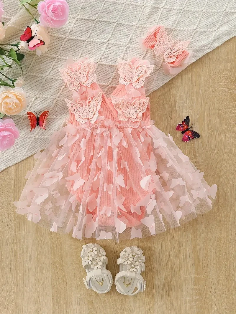 Generic Baby Girl Butterfly Mesh Cami Dress Set