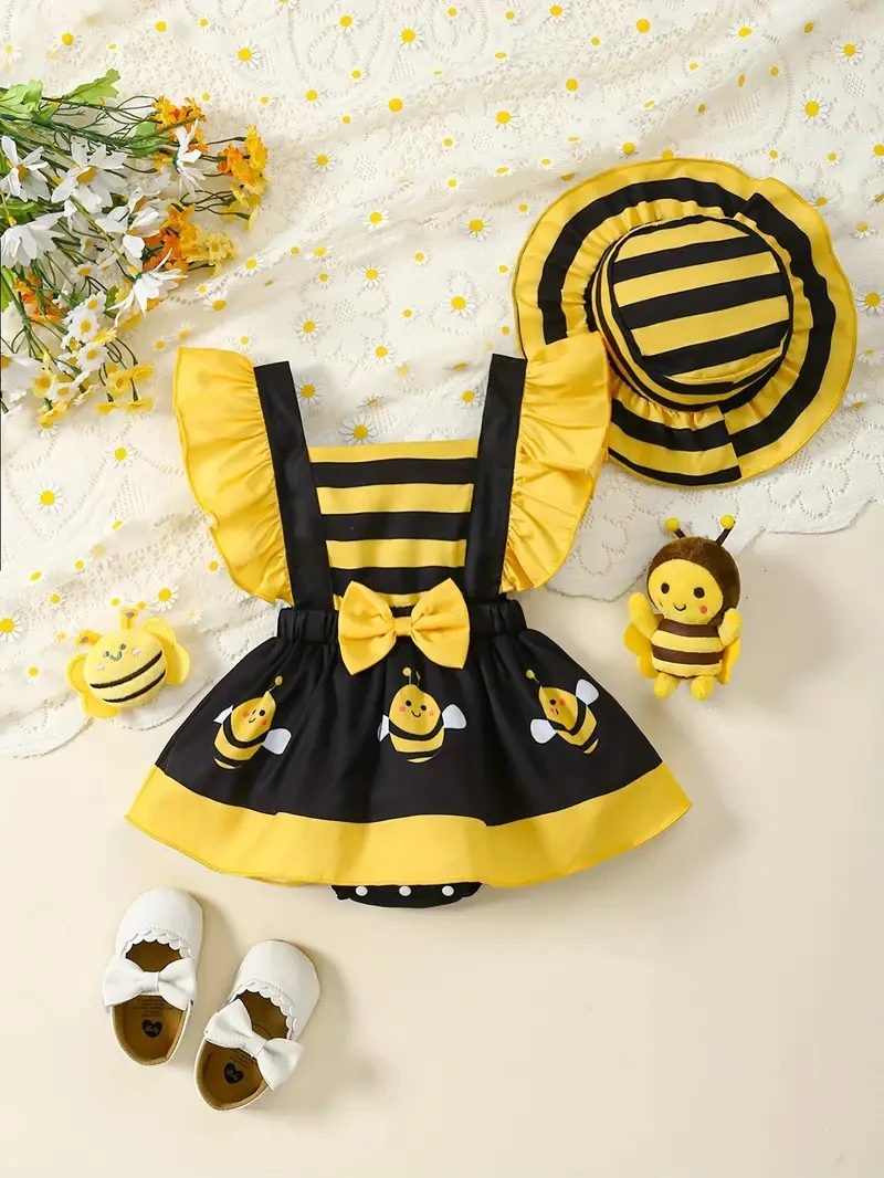 Generic Little Bee Bodysuit & Hat Comfy Cap Sleeve