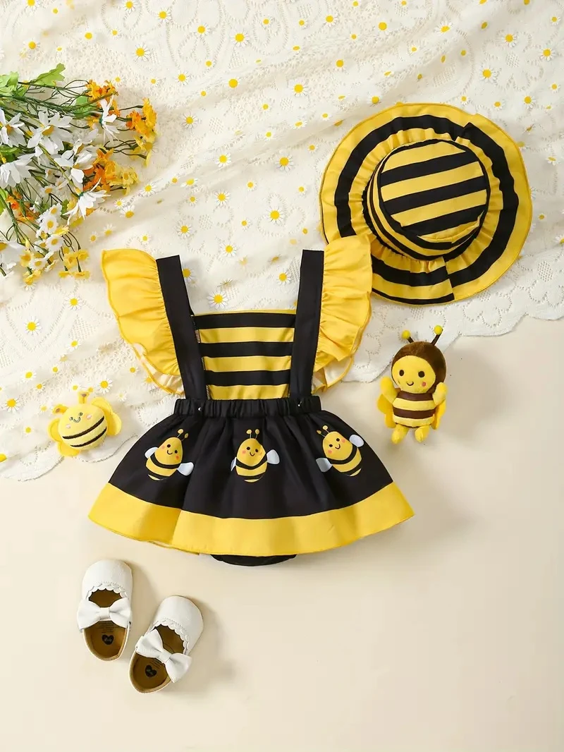 Generic Little Bee Bodysuit & Hat Comfy Cap Sleeve - image 2