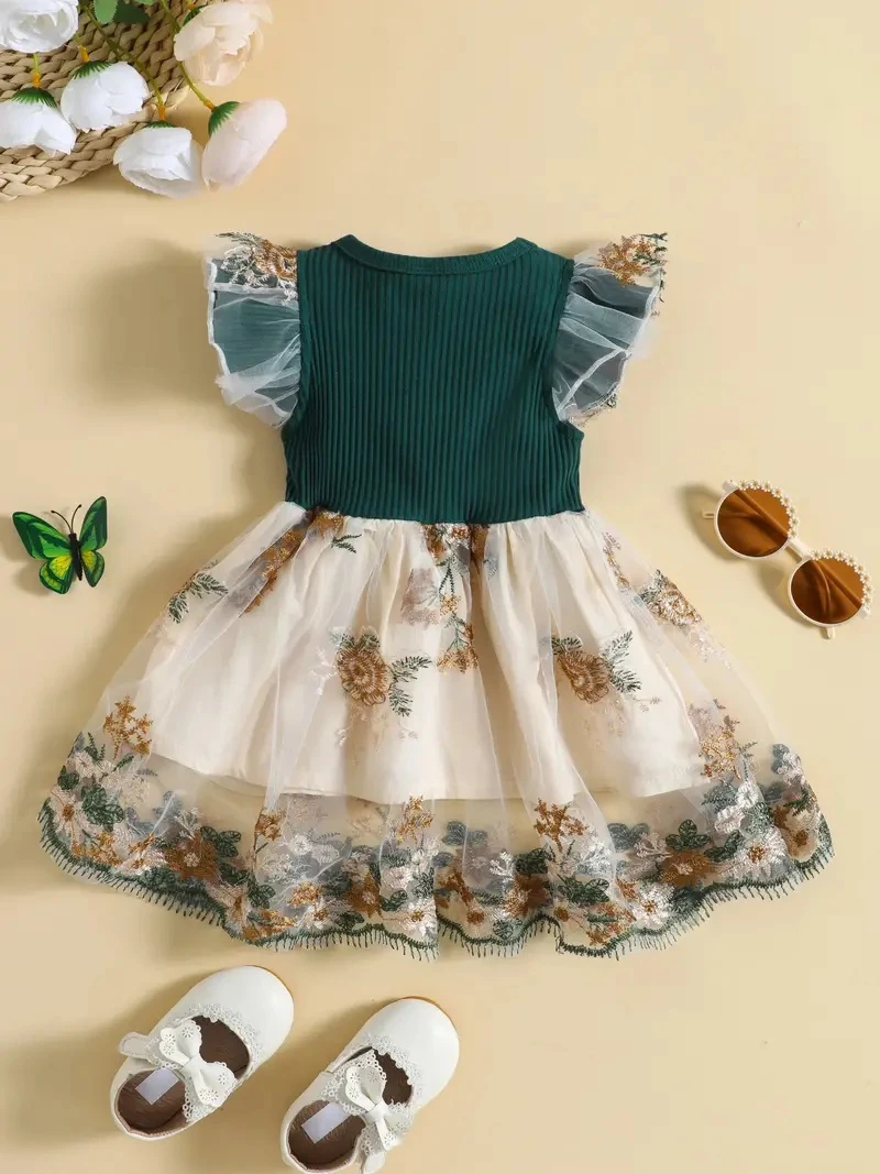 Generic Baby Girls Floral Embroidery Mesh Dress - image 2