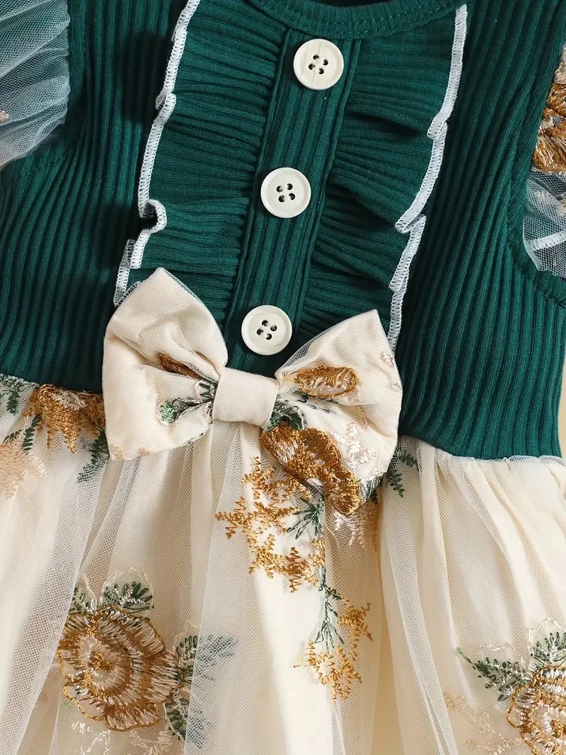 Generic Baby Girls Floral Embroidery Mesh Dress - image 4