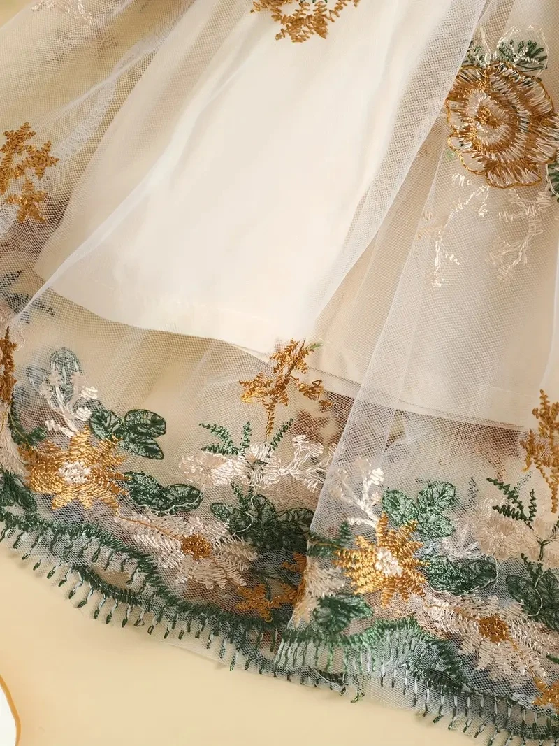 Generic Baby Girls Floral Embroidery Mesh Dress - image 6