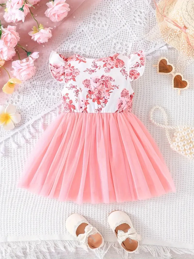Generic Infant Baby Girls Summer Floral Bow Mesh Dress - image 2