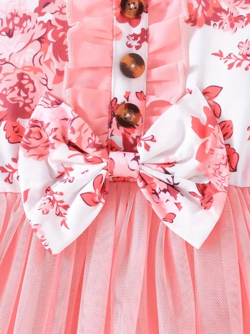 Generic Infant Baby Girls Summer Floral Bow Mesh Dress - image 3
