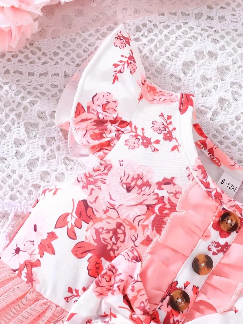 Generic Infant Baby Girls Summer Floral Bow Mesh Dress - image 4